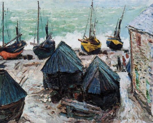 boats-on-the-beach-at-etretat-by-Claude-Monet-0956
